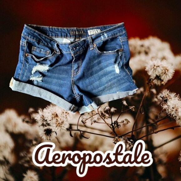 Aeropostale l MIDI l Medium Denim l Jean Shorts l Rolled Hem l 8 - Picture 1 of 8